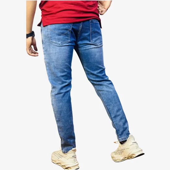 Men's Light Blue Slim Tapered Stretch Jeans | Premium Casual Denim